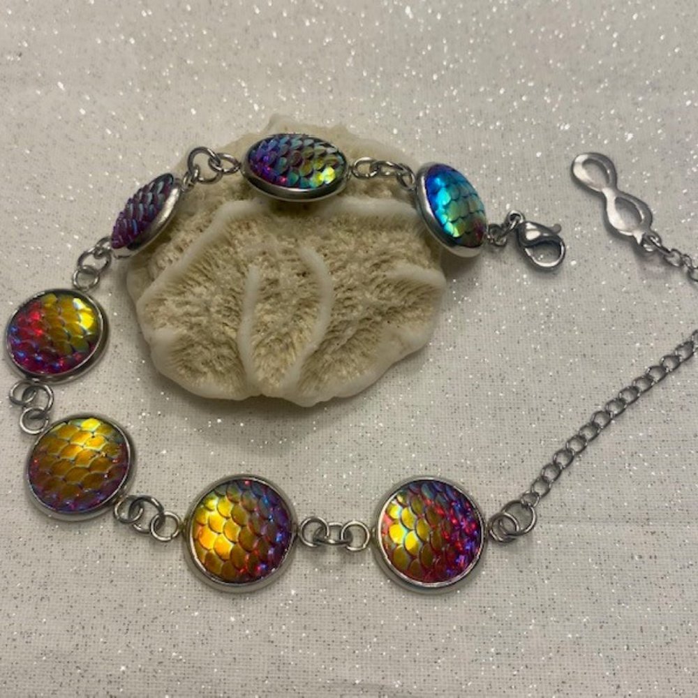 Rainbow Mermaid Scale Stainless Steel Bracelet